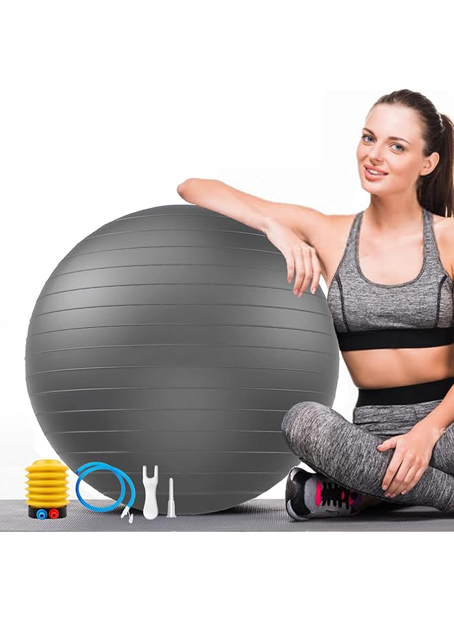 PROMASS Exercise Gym Ball 55Cm Extra Thick Swiss Ball | With - Quick Pump - Birthing Ball For - Yoga-Pilates - Fitness - Physical Therapy - Pregnancy & Labour 