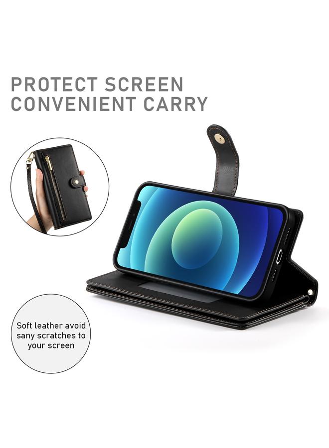 Zaboon Case For iPhone 12 mini Nine Card-slot Zipper Wallet Bag Leather Phone Case - Image 4