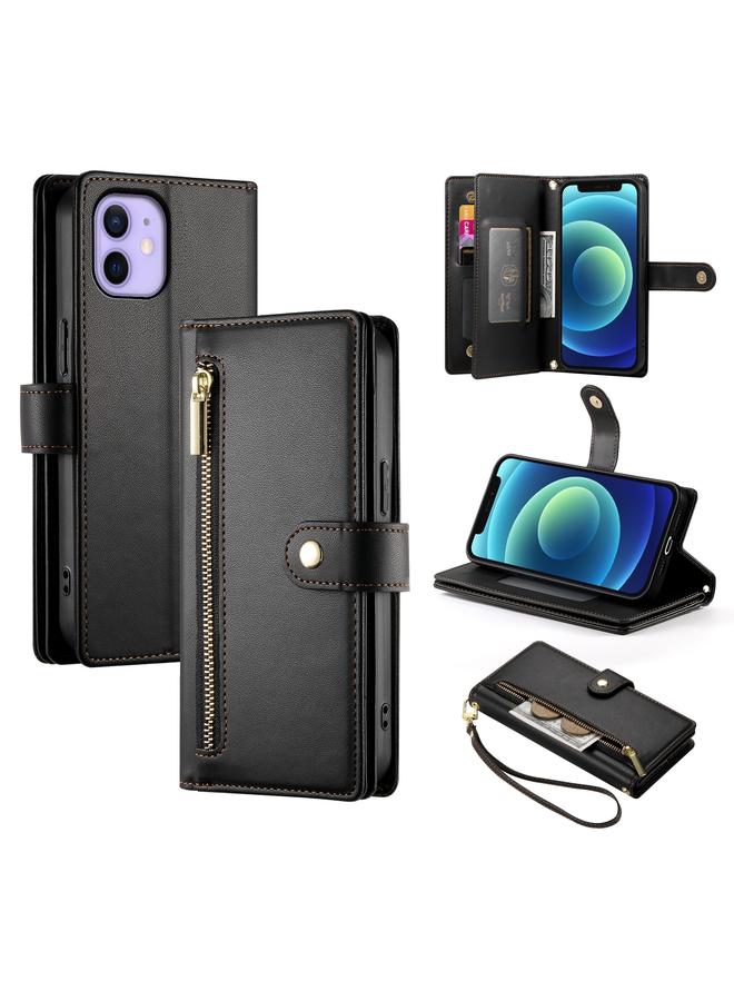 Zaboon Case For iPhone 12 mini Nine Card-slot Zipper Wallet Bag Leather Phone Case - Image 1