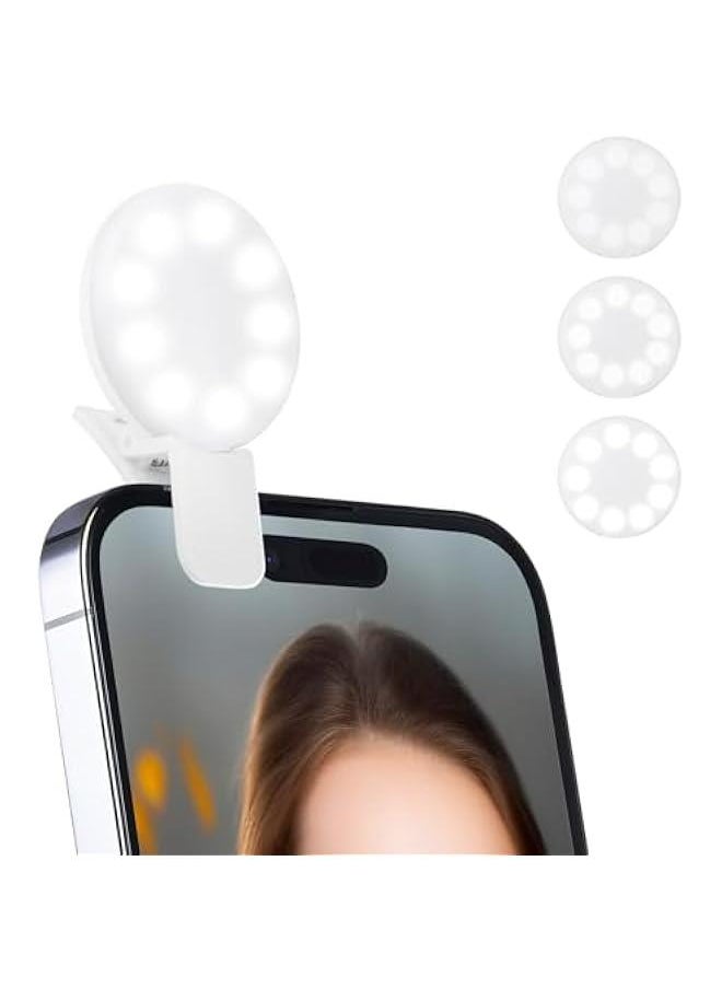 Generic Pocket-Sized Rechargeable Ring Light for Phones, Laptops, and Makeup - Ideal for Adults and Teens, Portable Selfie Lighting (White)  - Image 1