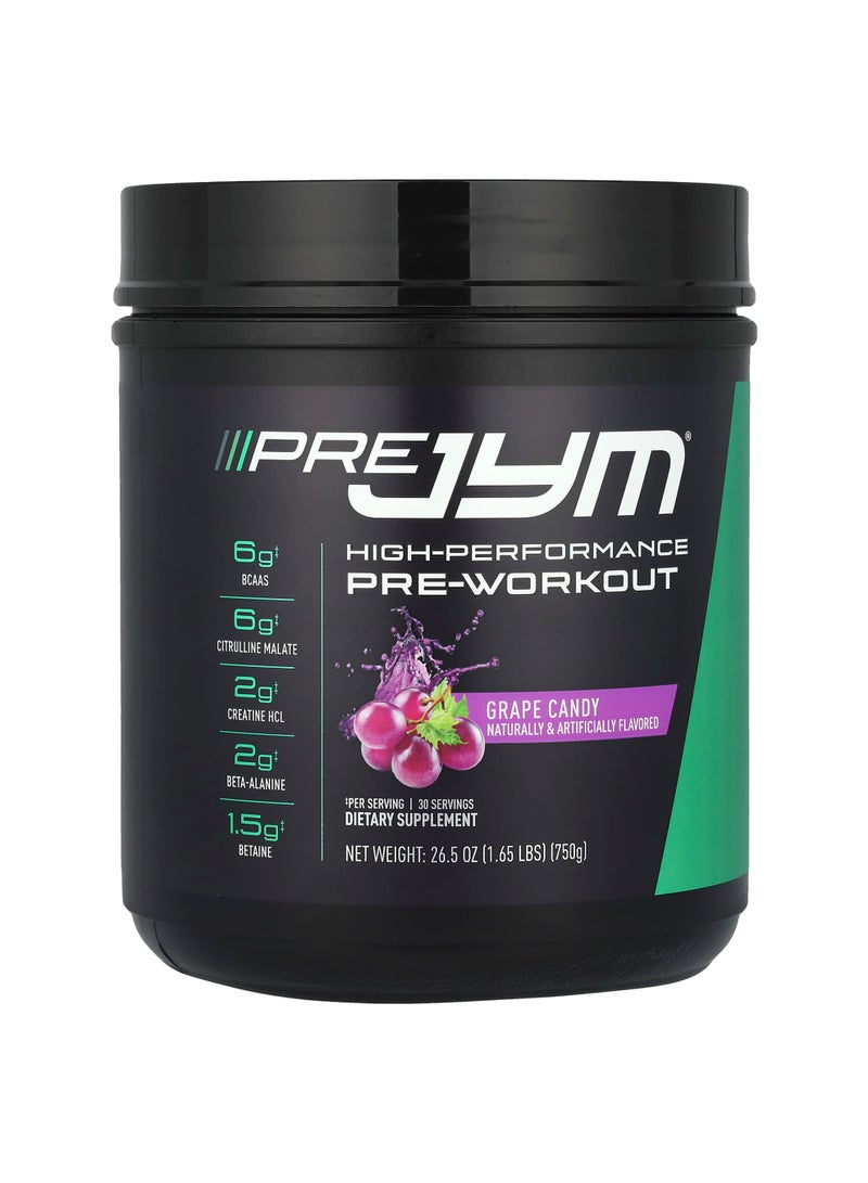 Pre JYM®, High Performance Pre-Workout, Grape Candy, 1.65 lbs (750 g)