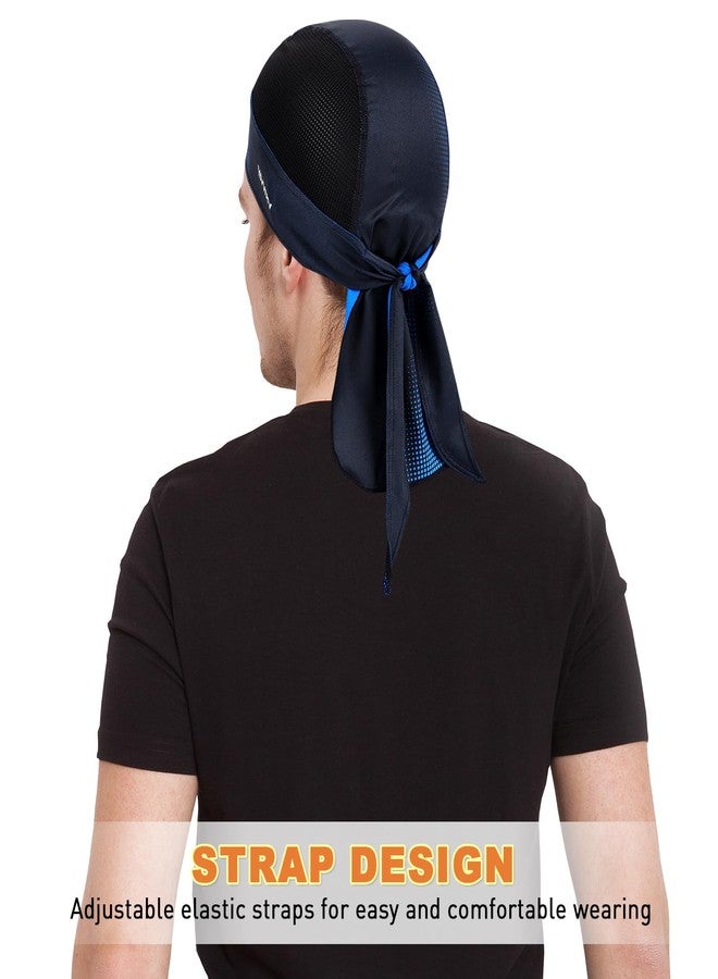 YANIKY Bandanas Skull Caps for Men, Women Skull Cap Helmet Liner Cycling Hat Durags Motorcycle Bandana Sweat Wicking Do Rag, Blue, One size - Image 5