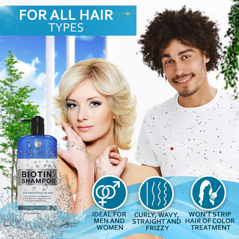 BELLISSO Biotin Shampoo for Thicker Stronger Hair - Volumizing & Thickening Shampoo for Men and Women - Sulfate Free, Salon Grade Formula to Boost Volume for Fine and Thinning Hair - Ideal for All Hair Types - Image 5