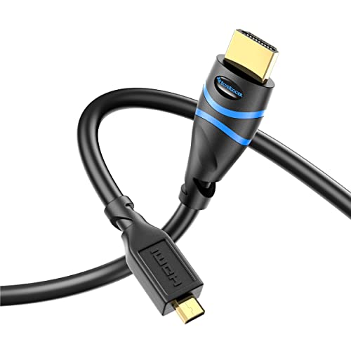 BlueRigger Micro HDMI to HDMI Cable (10FT, 4K@60Hz HDR, Male to Male, 3D, 18Gbps Cord, ARC) - Compatible with GoPro Hero 7/6, Raspberry Pi 4/5, Sony A6300 Camera/Retroid Pocket 3+, Nikon B500 - Image 1
