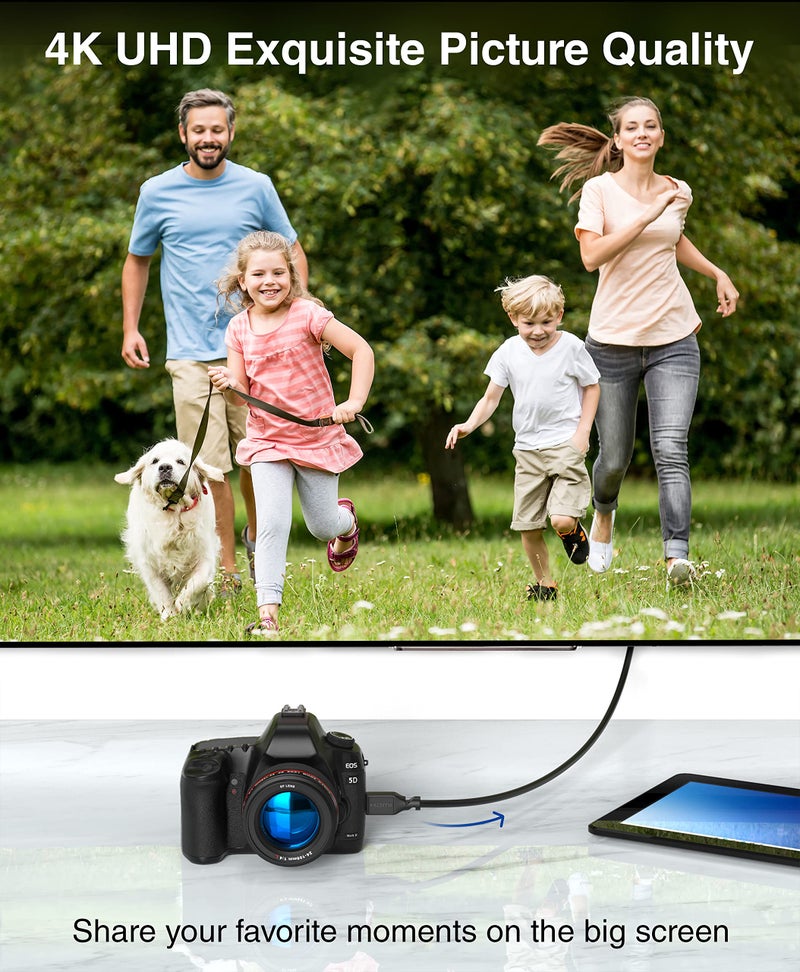 BlueRigger Micro HDMI to HDMI Cable (10FT, 4K@60Hz HDR, Male to Male, 3D, 18Gbps Cord, ARC) - Compatible with GoPro Hero 7/6, Raspberry Pi 4/5, Sony A6300 Camera/Retroid Pocket 3+, Nikon B500 - Image 2