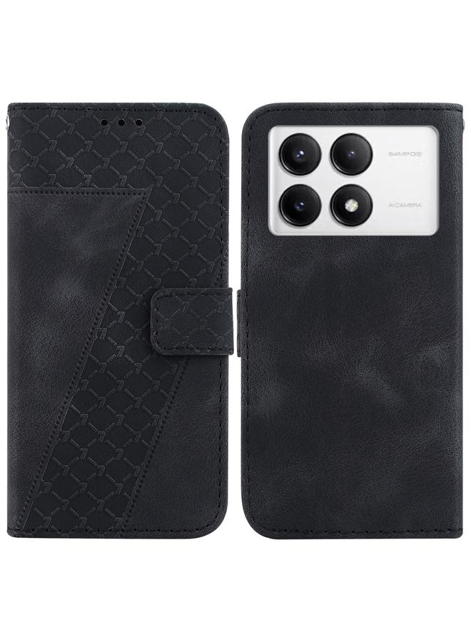 Case For Xiaomi Poco F6 Pro Seven-shaped Embossed Leather Phone Case