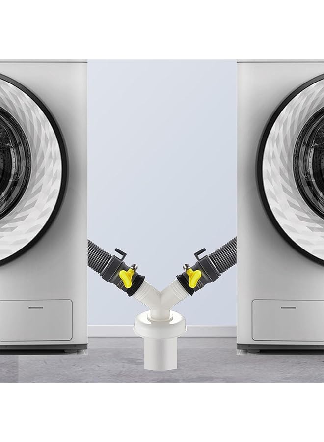 إيروريكس موصل مخرج مزدوج للغسالات، وصلة تصريف أرضية ثلاثية الاتجاهات، وصلة تصريف الغسالة ثلاثية الاتجاهات، مخرج مياه مزدوج، ثنائي الاستخدام، ثلاثي الاتجاهات، اثنان في واحد، ثلاثي الشعب - Image 3