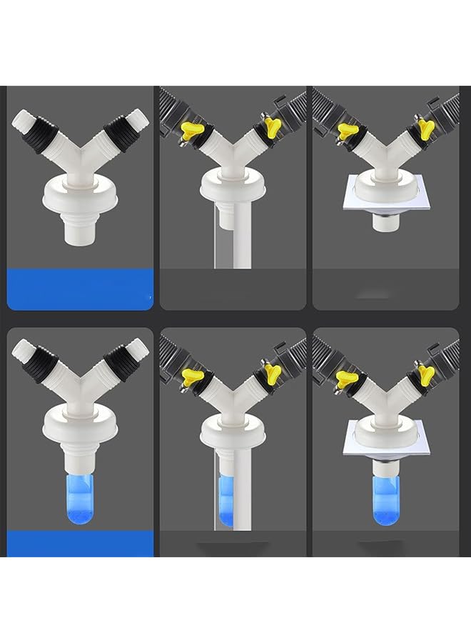 إيروريكس موصل مخرج مزدوج للغسالات، وصلة تصريف أرضية ثلاثية الاتجاهات، وصلة تصريف الغسالة ثلاثية الاتجاهات، مخرج مياه مزدوج، ثنائي الاستخدام، ثلاثي الاتجاهات، اثنان في واحد، ثلاثي الشعب - Image 5