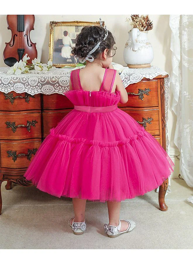 Mark & Mia Mark & Mia Bow Detailing Tulle Party Dress - Fuchsia
