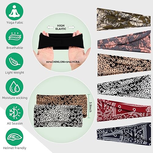 RITOPER Boho Headbands for Women Non Slip, Buttery Soft 3.9" Wide Fashion Headbands Yoga Workout Head Bands African Hair Bands, Wear for Party, Working Out, Travel, Running,Wigs - Image 5