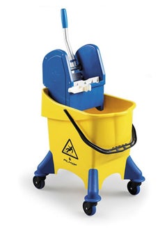 FILMOP Professional Single-Bucket Mop Trolley | Italian Manufactured | 360-Degree Rotating Swivel Wheels | Suitable For Hospitality Settings, Commercial Use, & Professional Use | 30 Liters | Yellow 