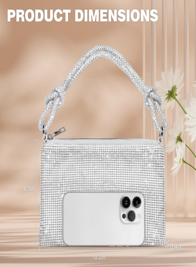 lovyoCoCo Clutch Purse for Women,Sparkly Rhinestone Evening Bag Wedding & Party Accessories,Handbag Fits Phone,Wallet & Lipstick (Silver Rhinestone) - Image 4