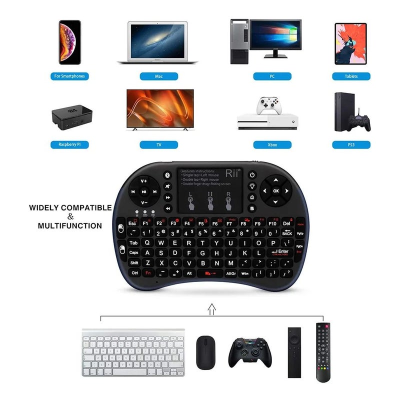 ار اي اي لوحة مفاتيح Rii i8+BT - أسود - Image 3