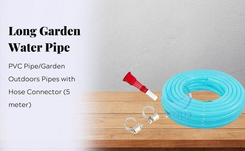 Essoti 5 Meter 0.5 Inch PVC Pink Water Pipe| Lightweight, Durable & Flexible| Hose with Accessories Connector & Clamps| Watering Garden, Cleaning, Outdoor-Indoor Use (5 Meter) - Image 3