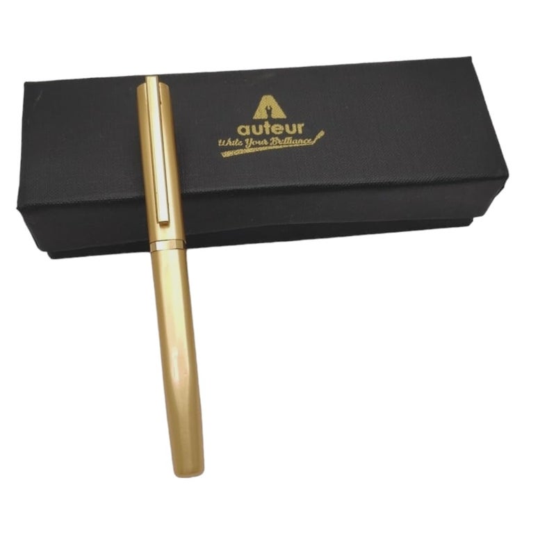 auteur Cruize Golden Matt Finish Roller Ball Pen - Brass Metal Construction with 24 ct Gold-Plated Trims - Elegant Executive Pen for Smooth Writing - Gift Box Included - Image 5