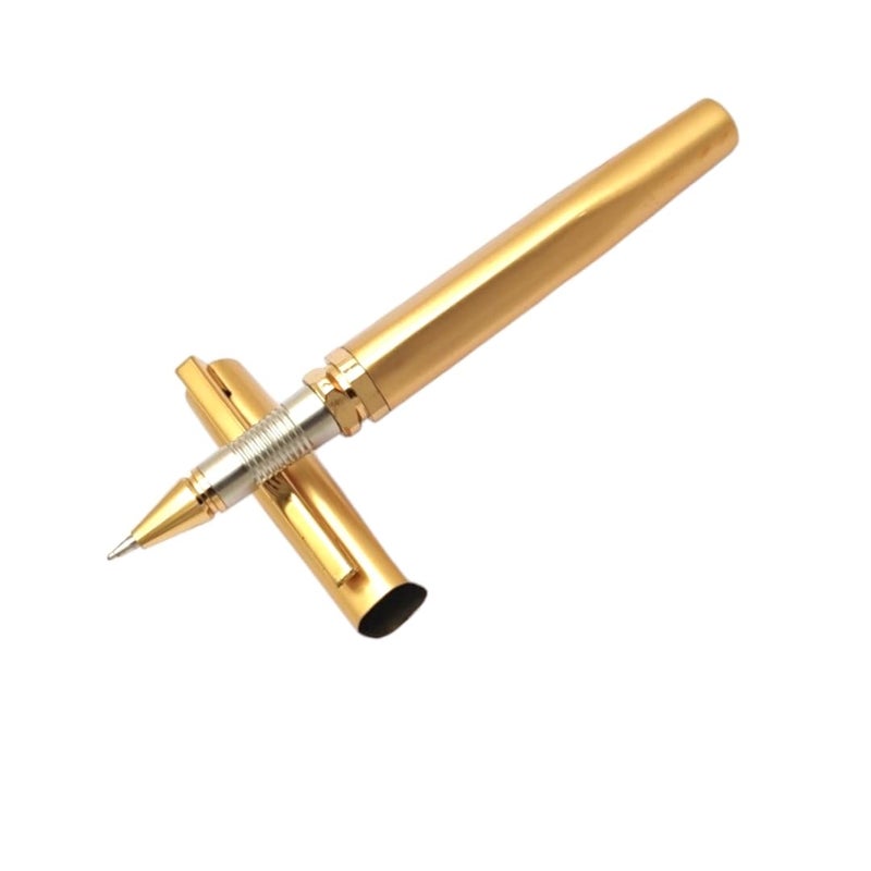 auteur Cruize Golden Matt Finish Roller Ball Pen - Brass Metal Construction with 24 ct Gold-Plated Trims - Elegant Executive Pen for Smooth Writing - Gift Box Included - Image 1