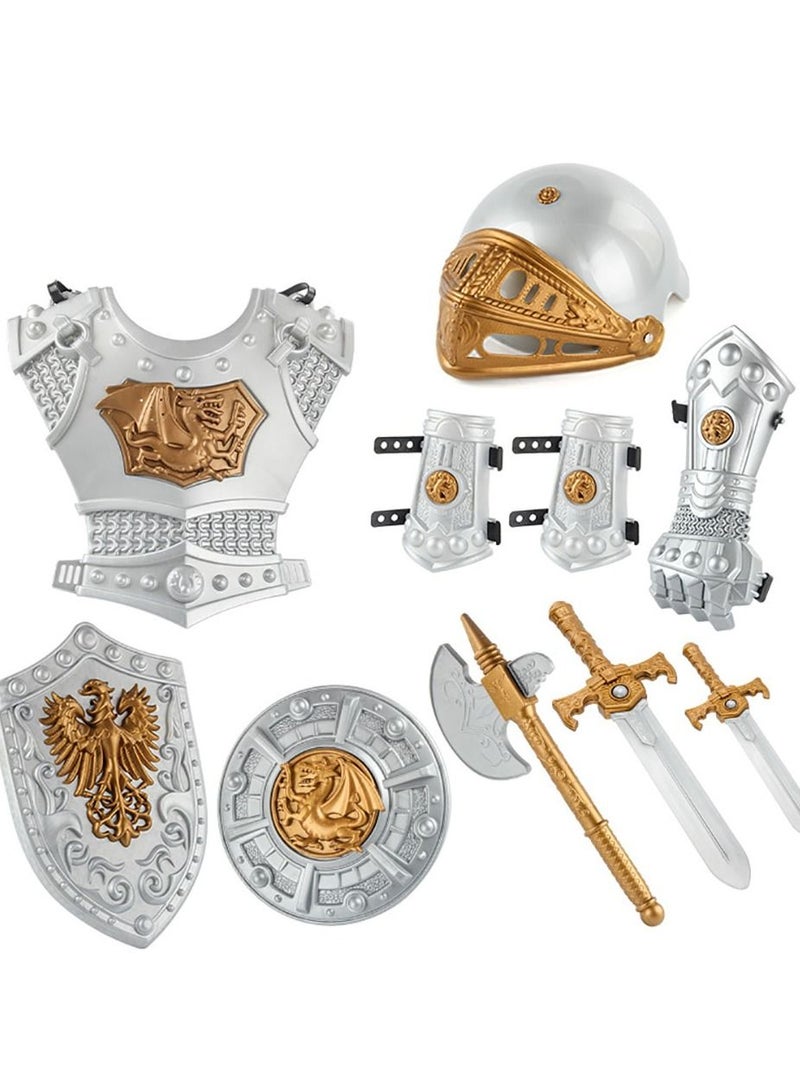 YelaJoy 10-Piece Knight Costume for Kids with Sword, Vest, Helmet, and Shield, Costume for Boys and Girls - Image 2