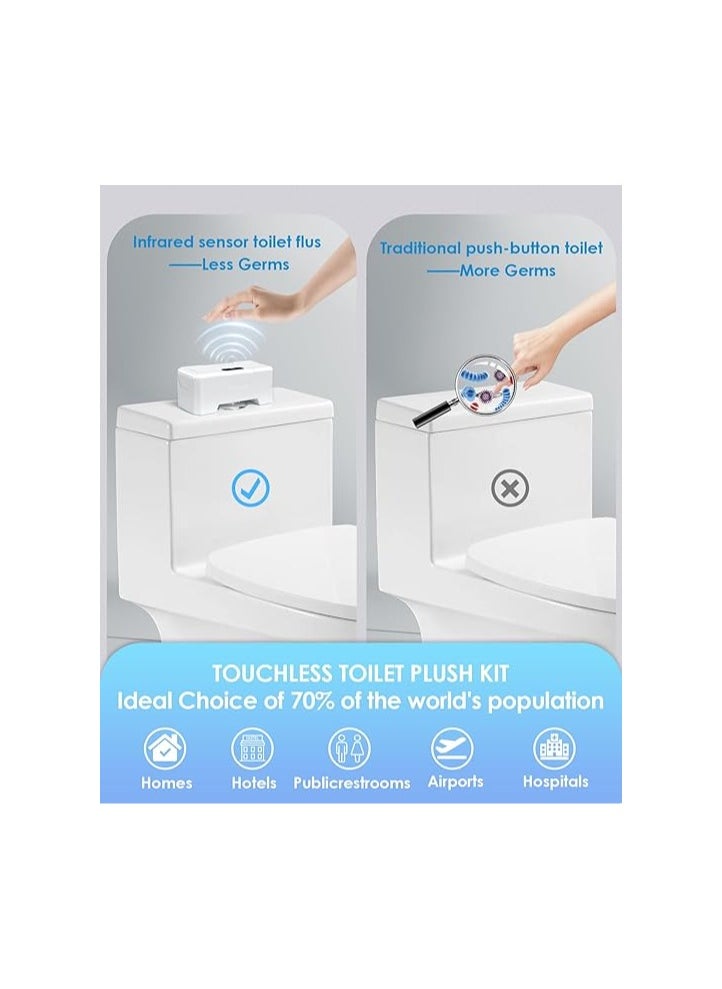 SYOSI - Automatic Toilet Flusher, Upgraded Touchless Toilet Flush Kit, Toilet Flusher Replacement Kit, for Most Homes and Public Toilets with Infrared Sensor, Rechargeable USB Charging and IPX6 Waterproof - Image 1