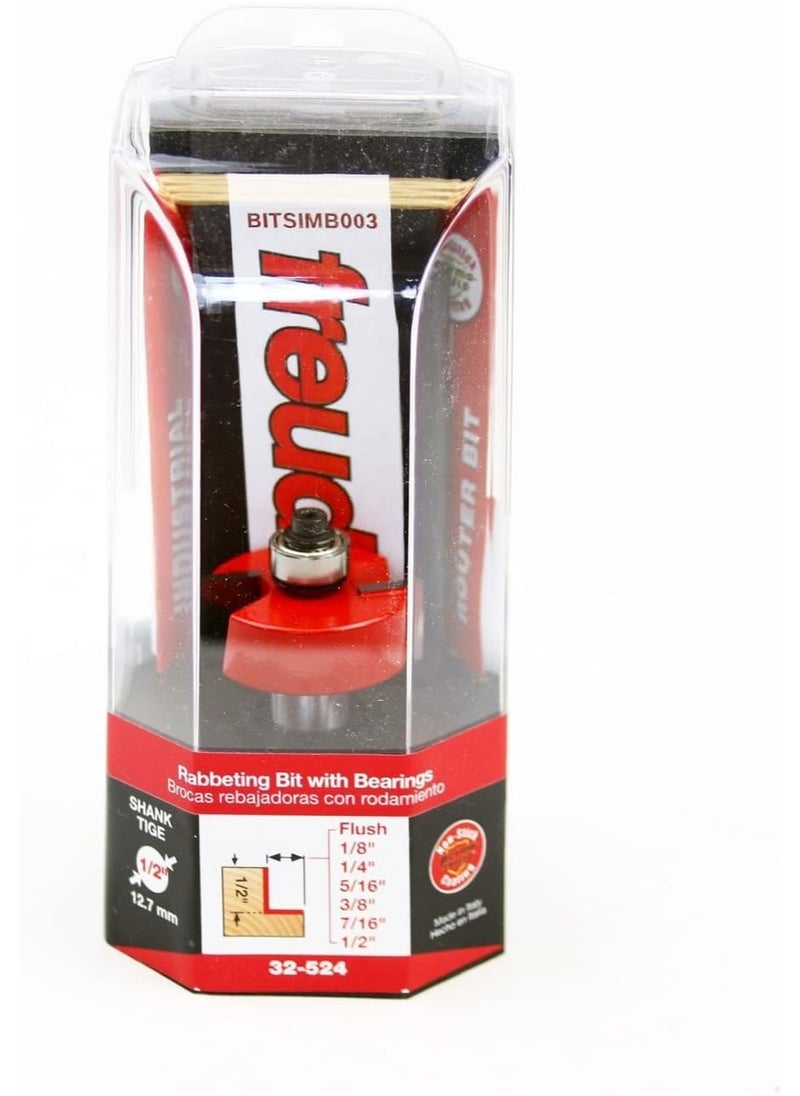 freud Freud 32-524: Flush, 1/8",1/4",5/16",3/8",7/16",1/2" Depth Rabbeting Bit Set with interchangeable bearings,, 1/2" shank, 2-1/4" overall length  - Image 5