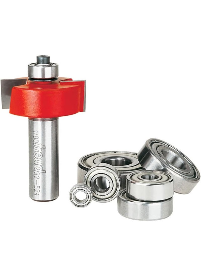 freud Freud 32-524: Flush, 1/8",1/4",5/16",3/8",7/16",1/2" Depth Rabbeting Bit Set with interchangeable bearings,, 1/2" shank, 2-1/4" overall length  - Image 1