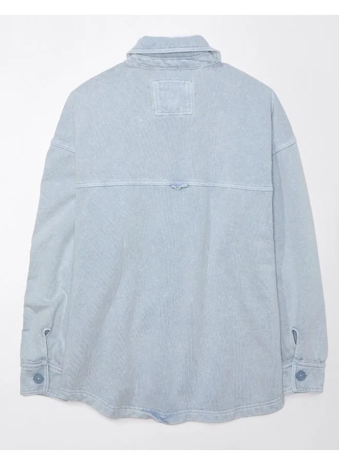 American Eagle AE Oversized Knit Button-Up Shirt