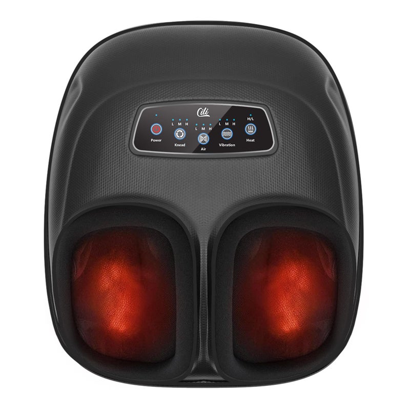 CILI Shiatsu Foot Massager Machine Electric Heated Feet Massager for Plantar Fasciitis Kneading Vibration Compression Detachable Sleeve Up to Men Size 13 Gifts for Dad Men
