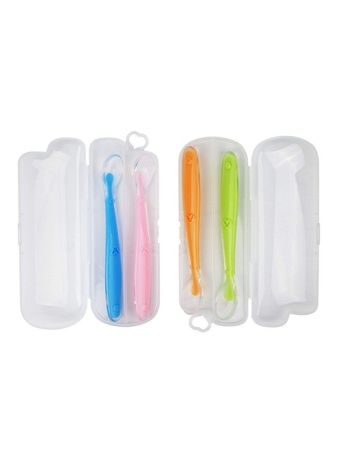 Beauenty 4 Pack Baby Spoons BPA Free Soft Tip Silicone Feeding Spoons with Travel Case for Toddlers - Image 3