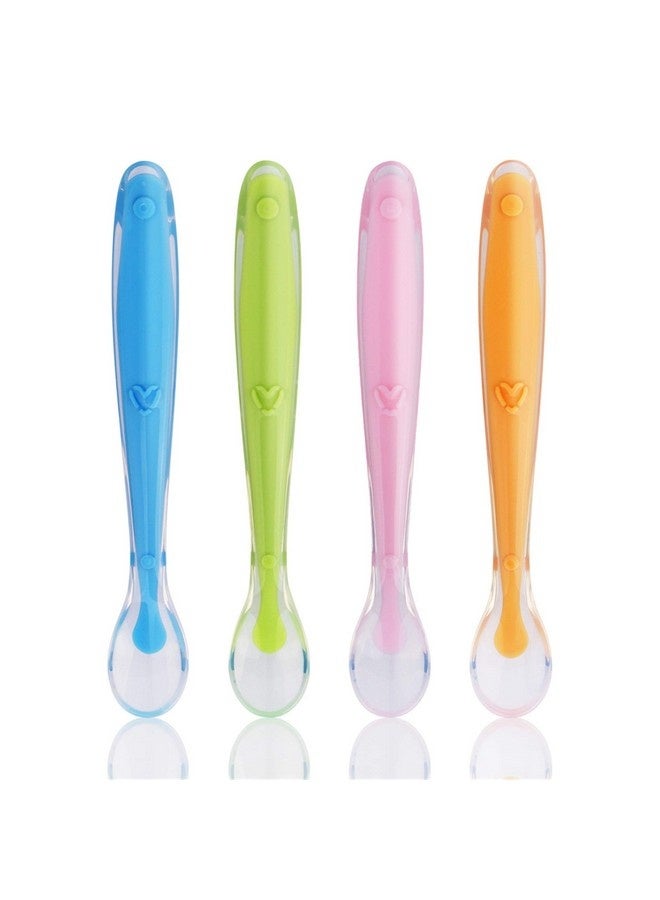 Beauenty 4 Pack Baby Spoons BPA Free Soft Tip Silicone Feeding Spoons with Travel Case for Toddlers - Image 1