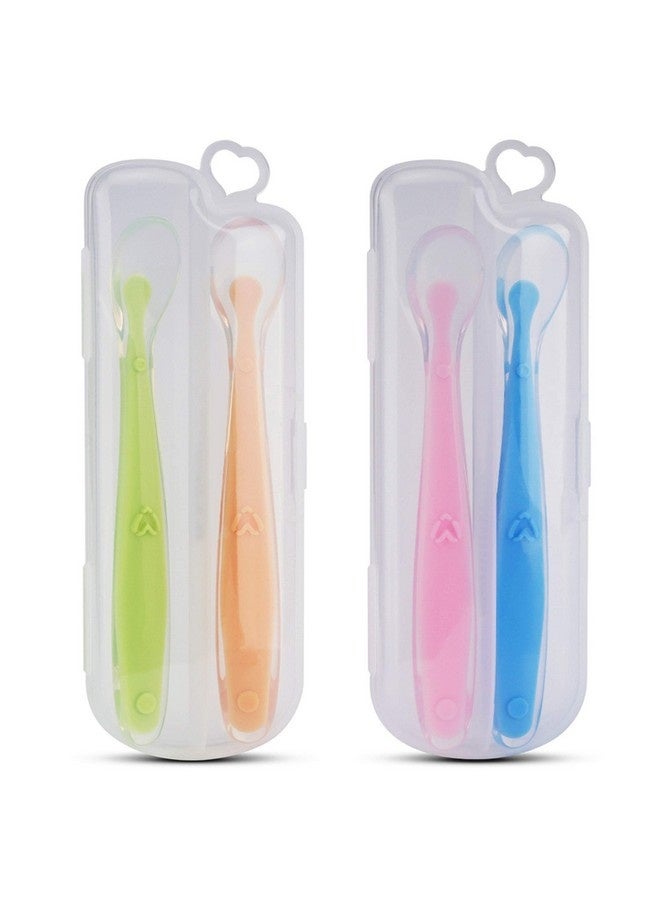 Beauenty 4 Pack Baby Spoons BPA Free Soft Tip Silicone Feeding Spoons with Travel Case for Toddlers - Image 2