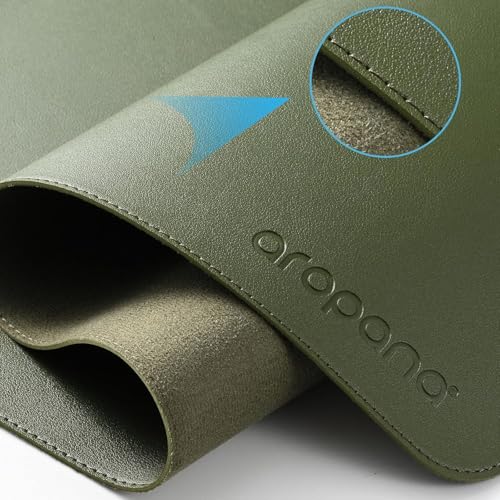 AROPANA Anti-Slip Extended Mouse Pad, PU Vegan Leather Desk Mat, Computer Desk Table Protector Pad with Non-Slip Suede Base for Keyboard, Desktop, Laptop, Office (120x60CM, Deep Green) - Image 2