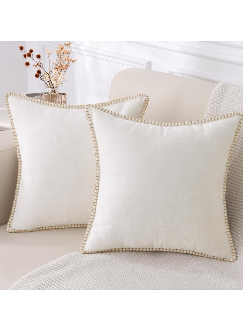 2-Pack Chenille Soft Throw Pillow Cover 45 x 45 cm Pillow Cover without Inner Core, Square Pillow Cover with Stitched Edges, Suitable for Sofa Bed (Silver Gray) - Image 3