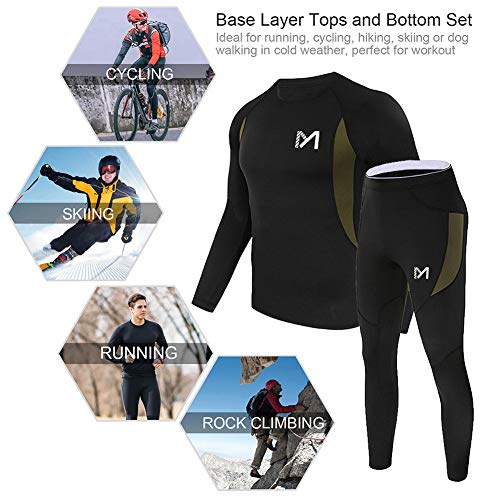 MEETYOO Thermal Underwear for Men, Winter Gear Long Johns Base Layer Top and Bottom Set for Skiing Running Black - Image 5