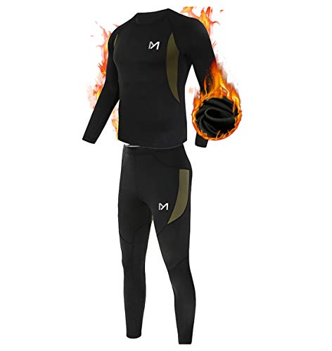 MEETYOO Thermal Underwear for Men, Winter Gear Long Johns Base Layer Top and Bottom Set for Skiing Running Black - Image 4