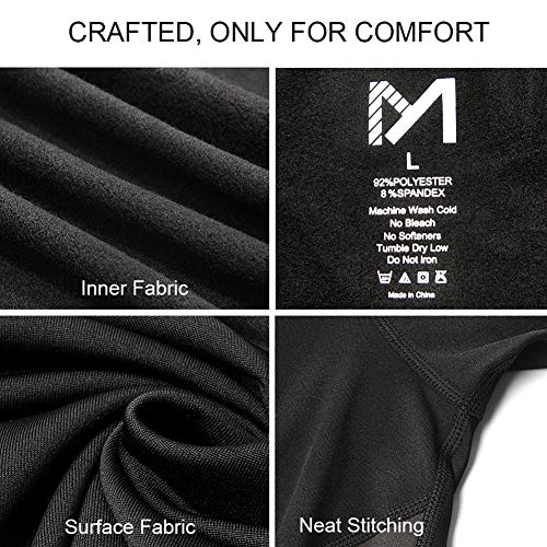 MEETYOO Thermal Underwear for Men, Winter Gear Long Johns Base Layer Top and Bottom Set for Skiing Running Black - Image 3