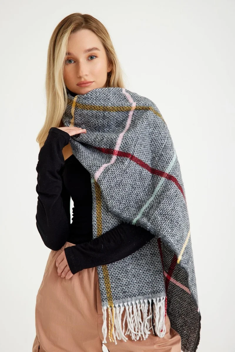 باهلس Women's Stripe Patterned Soft Texture Scarf