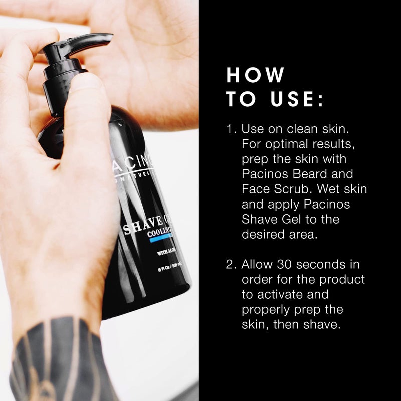 Pacinos Shave Gel - Cooling Gel with Aloe Vera - Moisturizing Mens Shaving Gel - 8 Fl. Oz - Image 5