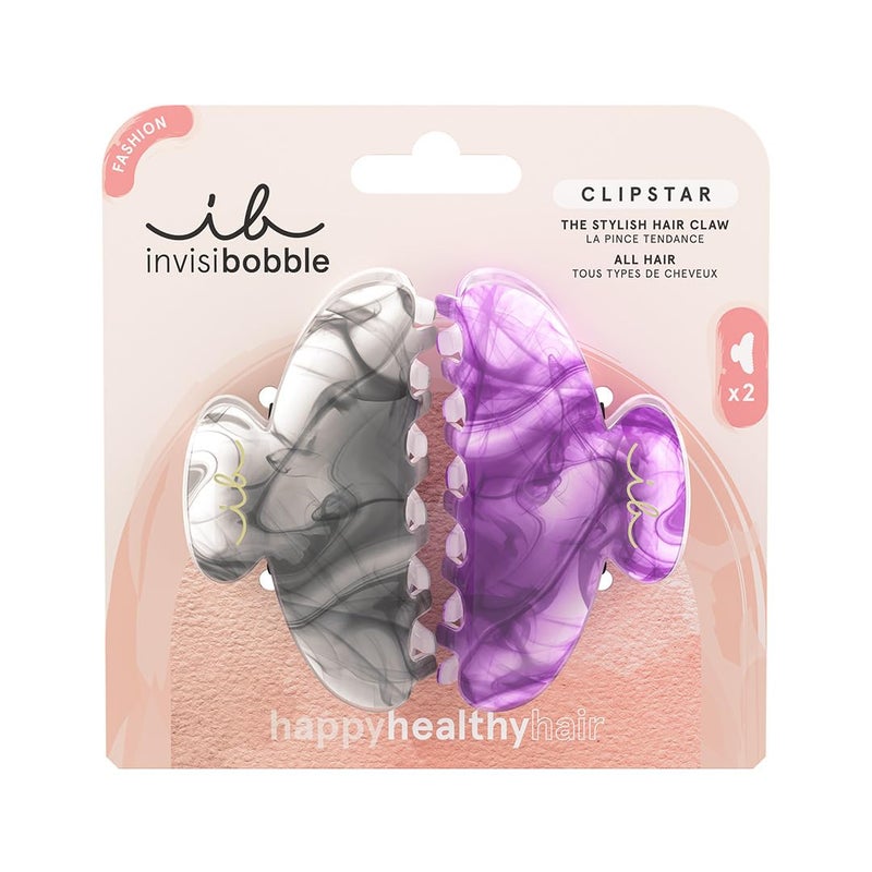 invisibobble CLIPSTAR My Rainboo Medium Claw Clip Trendy Claw Clips For All Hair Types Stylish Updo Accessories for Day to Night Strong Hold All Day Long Firm Hold and Elegant Design 2 pc
