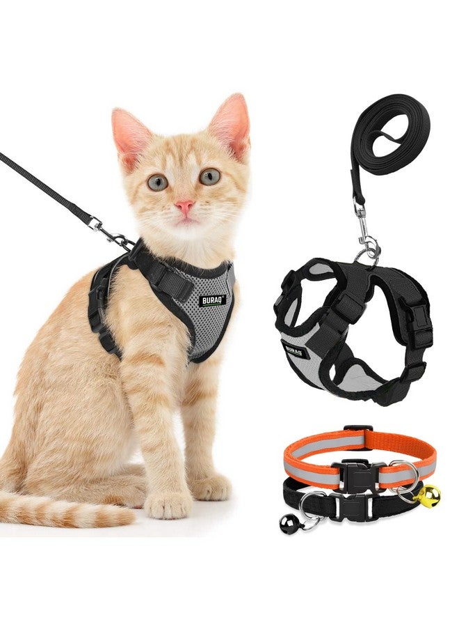 Buraq Pets Escape Proof No Pull Cat Harness with Leash for Outdoor, Walking, Air Mesh Fabric, Easy Control, Adjustable & Durable Cat Leash (XS, Grey) - Image 1