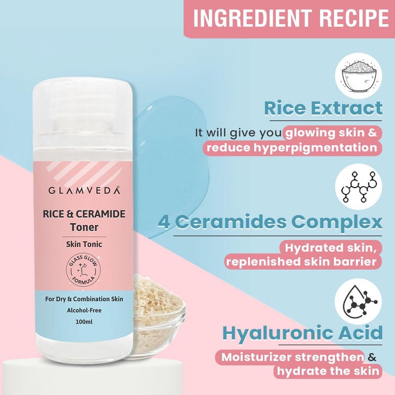 Glamveda Rice Water Tonic  Skin Barrier Building  Nourishing  Blemishes  Dark Spots  100 ml - Image 4