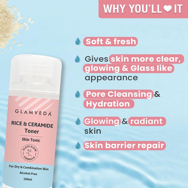Glamveda Rice Water Tonic  Skin Barrier Building  Nourishing  Blemishes  Dark Spots  100 ml - Image 3