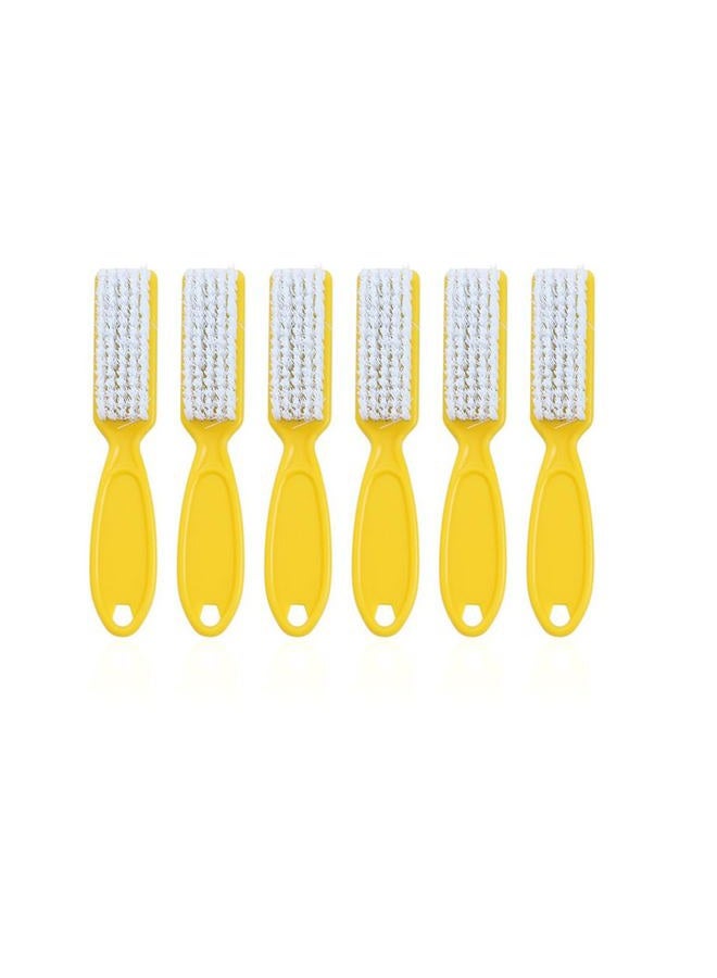 SQULIGT 6Pcs Nail Brush for Cleaning Fingernails, Handle Grip Cleaning Brush for Nail and Toenail, Nail Dust Brush Manicure Pedicure Tools Scrubbing Brush Women Men Home Salon(Yellow) - Image 1