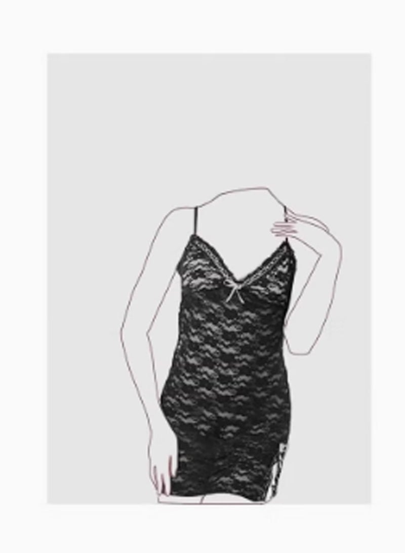 Women Breathable Lace Patchwork Sleepwear Dress Thongs Underwears Suit - Image 3