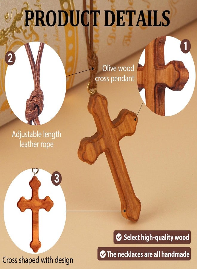 wellhouse Wood Olive Cross Necklace Christian Faith Pendant Gift for Women & Men - Image 3