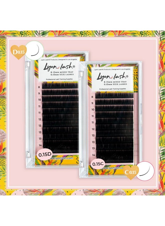 Lyon lash - Eyelash Tray (0.15 Mixed Tray C Curl D Curl) Eyelash Extension Practice Kit Supplies For Beginner - Image 1