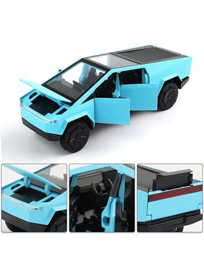 ENMAC 1:24 Alloy Collectible Big  Cybertruck Car Model Toy, Diecast Zinc Alloy  Cybertruck Pull Back Collectible Toy Car, Sound and Light Pull Back Model Car for Kids Boy  - Image 2