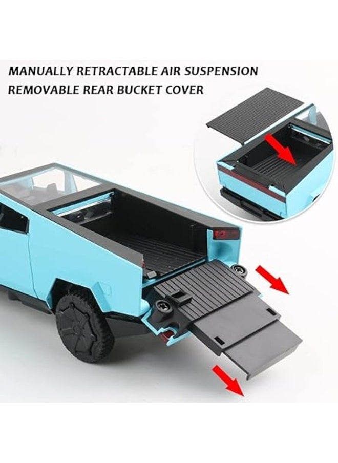 ENMAC 1:24 Alloy Collectible Big  Cybertruck Car Model Toy, Diecast Zinc Alloy  Cybertruck Pull Back Collectible Toy Car, Sound and Light Pull Back Model Car for Kids Boy  - Image 3