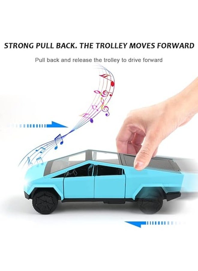 ENMAC 1:24 Alloy Collectible Big  Cybertruck Car Model Toy, Diecast Zinc Alloy  Cybertruck Pull Back Collectible Toy Car, Sound and Light Pull Back Model Car for Kids Boy  - Image 5