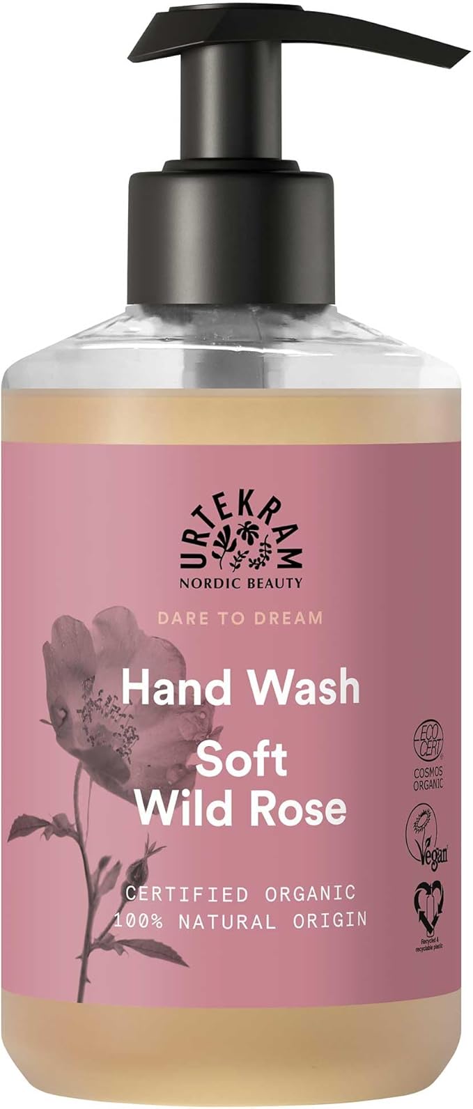 Urtekram Hand Wash Moisturizing Wild Rose 300 ml Vegan Organic Natural Origin - Image 1