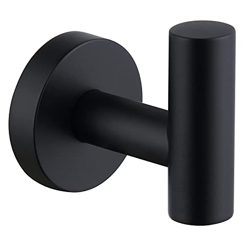 Angle Simple Towel Hook for Bathroom, Stainless Steel Robe Coat Hook for Wall, Hand Towel Hanger, Matte Black - Image 1