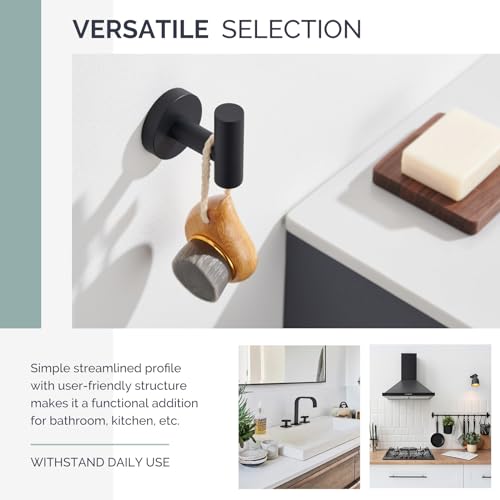 Angle Simple Towel Hook for Bathroom, Stainless Steel Robe Coat Hook for Wall, Hand Towel Hanger, Matte Black - Image 3